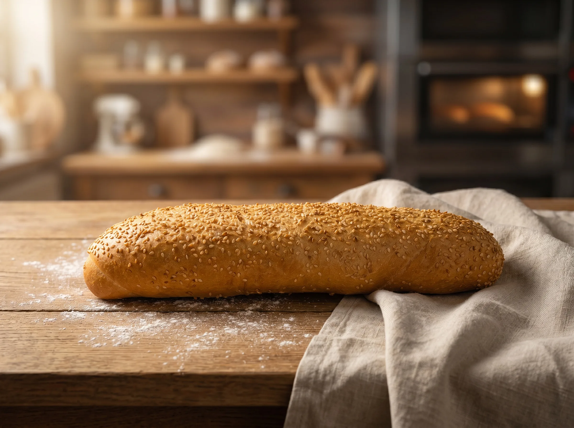 Szezámmagos hosszú kifli 150 gr
